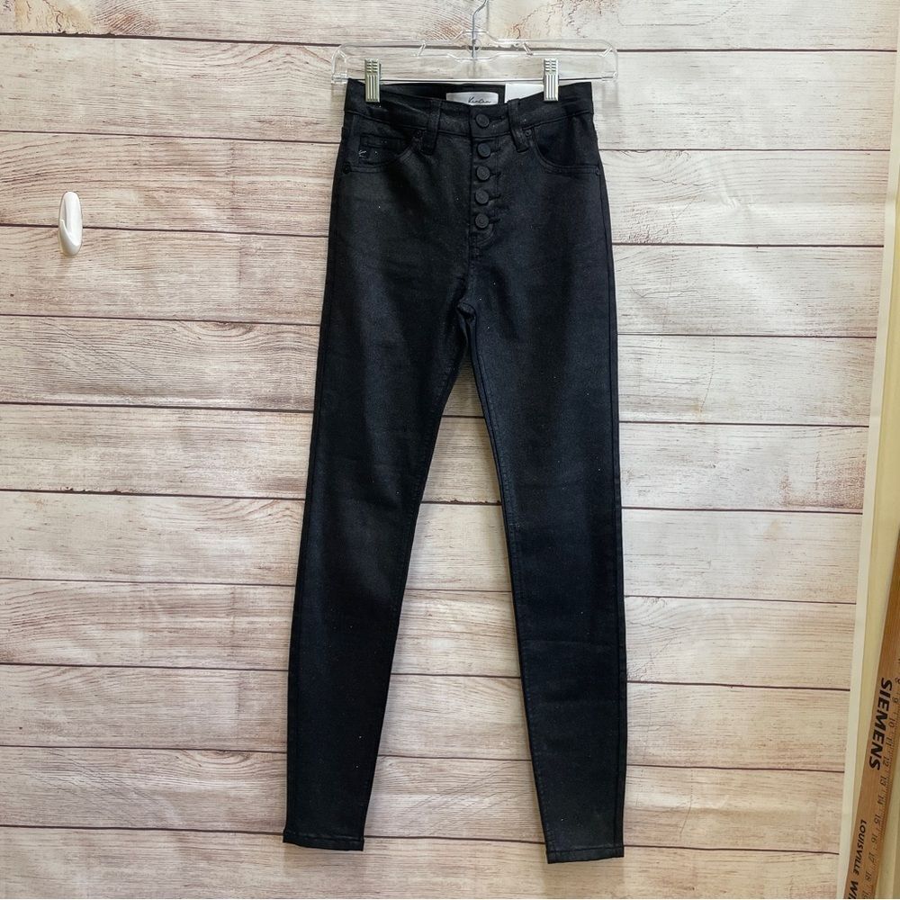 NEW‎ WITH TAGS KANCAN HIGH RISE ANKLE SKINNY JEANS IN BLACK SPARKLE